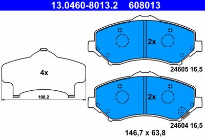 Комплект тормозных колодок, дисковый тормоз ATE 13.0460-8013.2 для JEEP WRANGLER