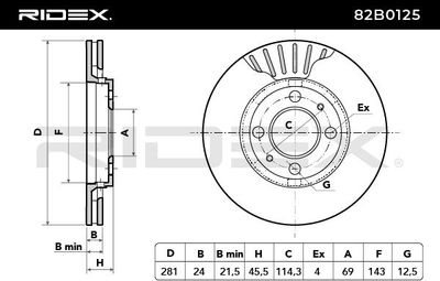 спирачен диск RIDEX 82B0125