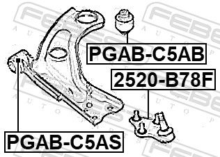 Mounting, control/trailing arm PGAB-C5AS