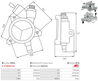 POMPA VACUUM SISTEM DE FRANARE AS-PL P3001S 2
