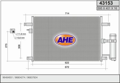 AHE 43153 Радиатор кондиционера  для CHEVROLET LACETTI (Шевроле Лакетти)