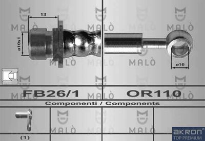 AKRON-MALÒ 80457 Тормозной шланг  для HONDA ACCORD VI (CK, CG, CH, CF) 2.0 i (CG9)