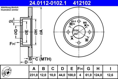 Тормозной диск ATE 24.0112-0102.1 для HONDA CRX