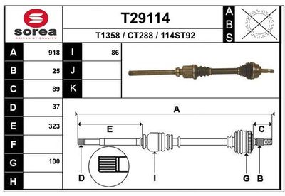 EAI Aandrijfas (T29114)