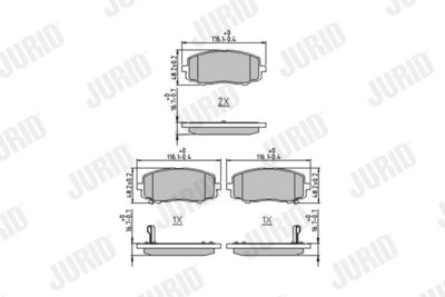 Комплект тормозных колодок, дисковый тормоз JURID 572609J для HYUNDAI i20