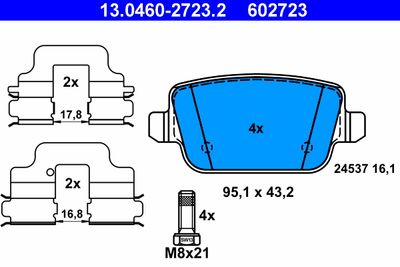 Комплект тормозных колодок, дисковый тормоз 13.0460-2723.2