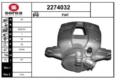 EAI 2274032 Тормозной суппорт  для FIAT IDEA (Фиат Идеа)