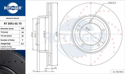 Tarcza hamulcowa ROTINGER RT 2051-GL T3