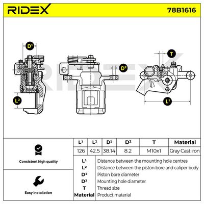 спирачен апарат RIDEX 78B1616