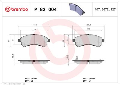 Brake Pad Set, disc brake P 82 004