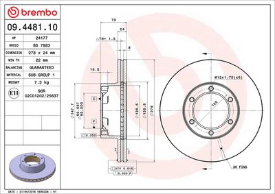 BREMSSCHEIBE BREMBO 09448110 1