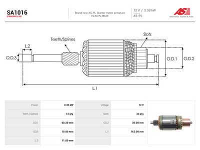 Rotor, štartér AS-PL SA1016