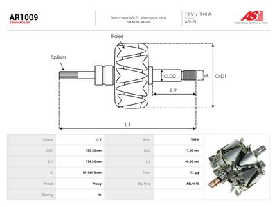 Rotor, alternator AS-PL AR1009