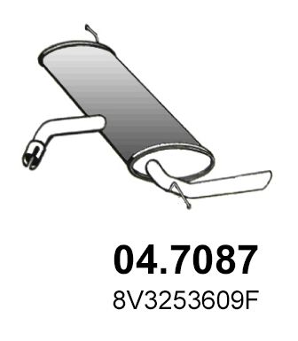 ASSO 04.7087 Глушитель выхлопных газов  для AUDI A3 (Ауди А3)