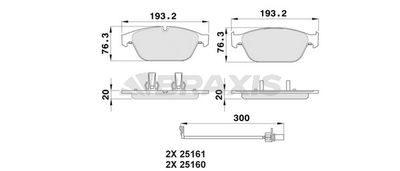 Комплект тормозных колодок, дисковый тормоз BRAXIS AB0502 для AUDI A7