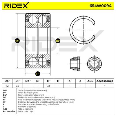 комплект колесен лагер RIDEX 654W0094
