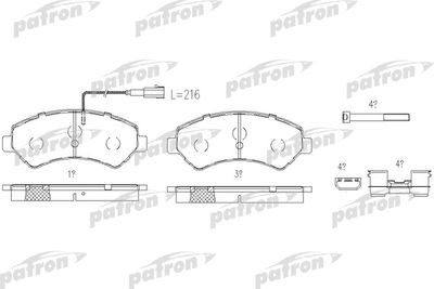 Комплект тормозных колодок, дисковый тормоз PATRON PBP1927 для FIAT DUCATO