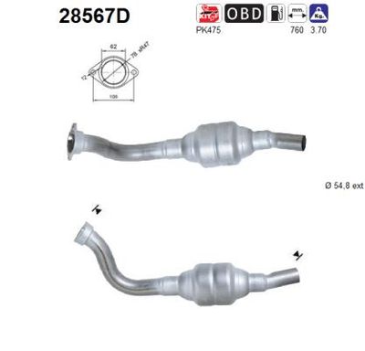 Катализатор AS 28567D для CITROËN JUMPY
