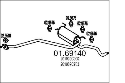 Глушитель выхлопных газов конечный MTS 01.69140 для NISSAN SERENA