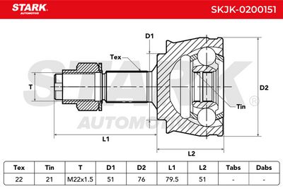 каре комплект, полуоска STARK SKJK-0200151