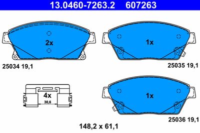 Комплект тормозных колодок, дисковый тормоз ATE 13.0460-7263.2 для OPEL AMPERA
