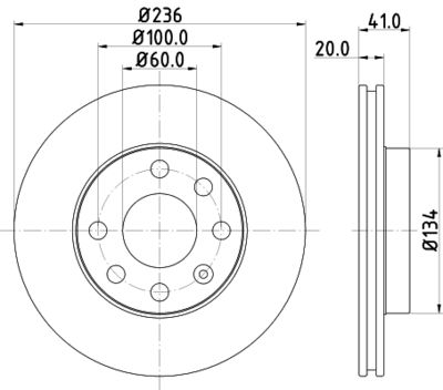 Тормозной диск HELLA 8DD 355 100-821 для OPEL TIGRA