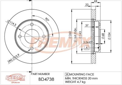 FREMAX BD-4738 Тормозные диски  для NISSAN TIIDA Наклонная задняя часть (C11) 1.8