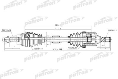 Приводной вал PATRON PDS2033 для JEEP COMPASS