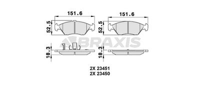 Комплект тормозных колодок, дисковый тормоз BRAXIS AB0495 для KIA CLARUS