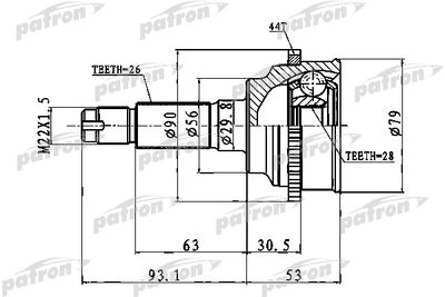 Шарнирный комплект, приводной вал PATRON PCV1016 для MAZDA 323