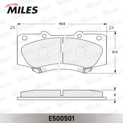 Комплект тормозных колодок, дисковый тормоз MILES E500501 для TOYOTA FORTUNER