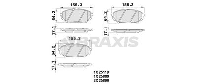 Комплект тормозных колодок, дисковый тормоз BRAXIS AA0443 для HYUNDAI ix55