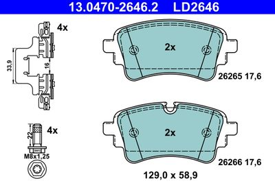 Комплект тормозных колодок, дисковый тормоз ATE 13.0470-2646.2 для AUDI A5