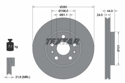 Тормозной диск TEXTAR 92196803 для RENAULT KANGOO