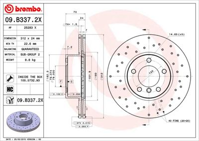 BREMBO 09.B337.2X Тормозные диски  для BMW X1 (Бмв X1)