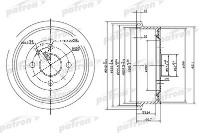 Тормозной барабан PATRON PDR1119 для OPEL VECTRA