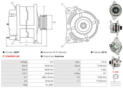 GENERATOR / ALTERNATOR AS-PL A5047 4