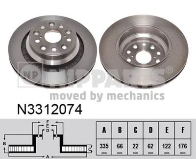 NIPPARTS N3312074 Тормозные диски  для LEXUS LS (Лексус Лс)
