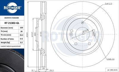 спирачен диск ROTINGER RT 21302-GL