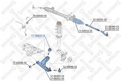 Подвеска, рычаг независимой подвески колеса STELLOX 77-00839-SX для CITROËN C1