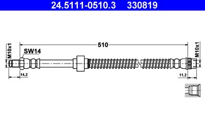 Тормозной шланг ATE 24.5111-0510.3 для OPEL MOVANO