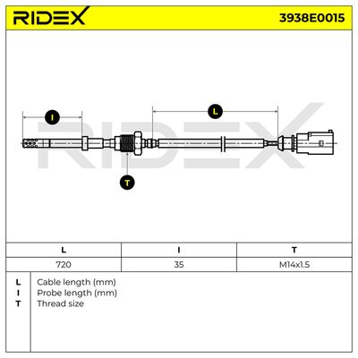 датчик, температура на изгорелите газове RIDEX 3938E0015