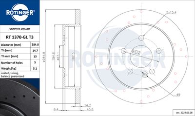 Tarcza hamulcowa ROTINGER RT 1370-GL T3