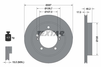 Тормозной диск TEXTAR 92076400 для SUZUKI VITARA