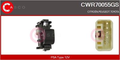 Выключатель, стеклолодъемник CASCO CWR70055GS для PEUGEOT 108