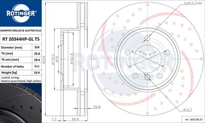 спирачен диск ROTINGER RT 20344HP-GL T5