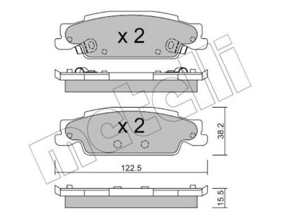 комплект спирачно феродо, дискови спирачки METELLI 22-0700-0