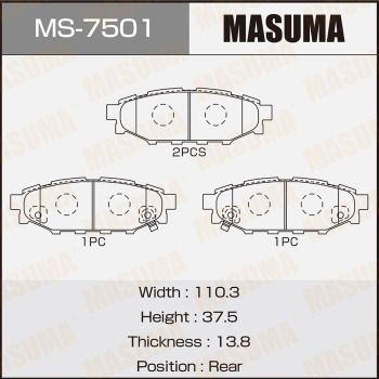 MASUMA MS-7501 Тормозные колодки барабанные  для SUBARU XV (Субару Xв)