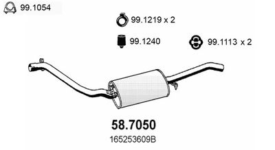Глушитель выхлопных газов конечный ASSO 58.7050 для VW JETTA