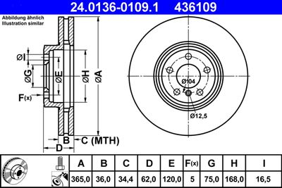 Тормозной диск ATE 24.0136-0109.1 для BMW X5